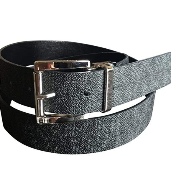 Women\'s double side belt Logo Black